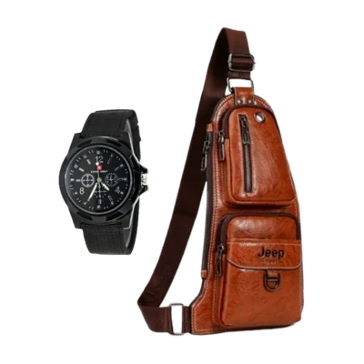 Чоловіча сумка Jeep + годинник Swiss Army